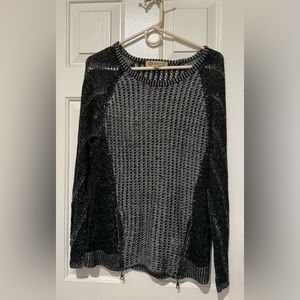 Democracy Black and Gray Crew Neck Sweater